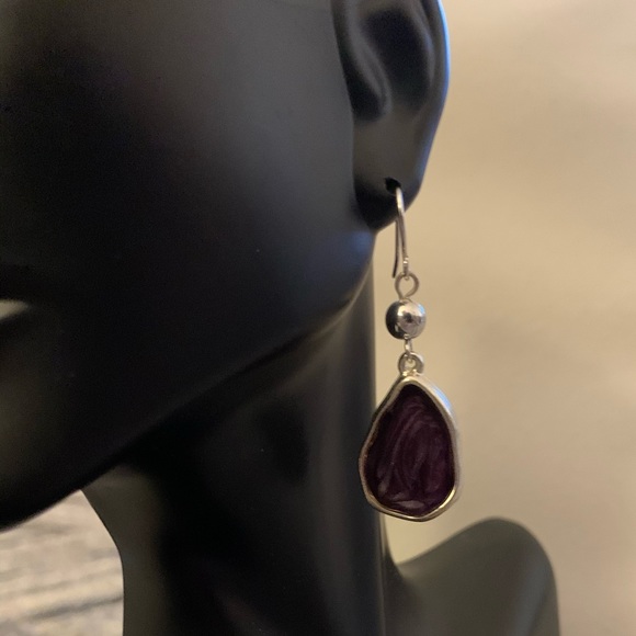 Necklace/Earring Set Silver & Purple - Picture 2 of 4